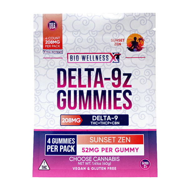 BioWellnessX Delta-9z THC + THCP + CBN Sunset Zen Gummies - 4 count