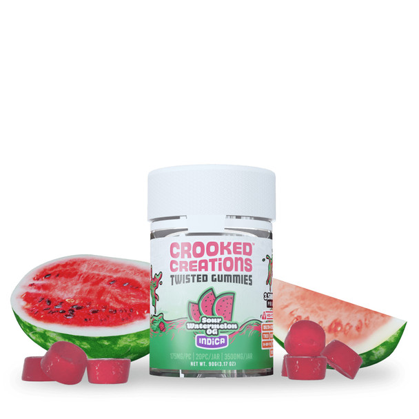 Crooked Creations D8 + THCP + THCH + D10 + THCA + HXY-9 + HXY-10 Twisted Gummies -Sour Watermelon OG