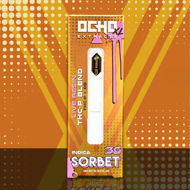 Ocho Extracts XL THCP + Delta 8 Live Resin Blend 3G Disposable Vape Pen - Sorbet (Indica)