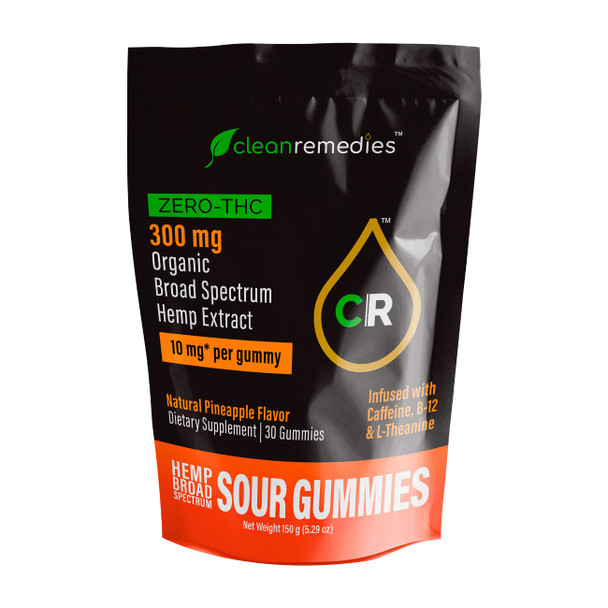 Clean Remedies Energy & Focus Broad Spectrum CBD Sour Gummies