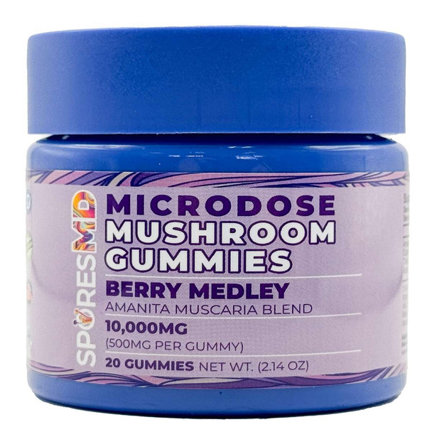 SporesMD Amanita Muscaria Blend Microdose Mushroom Gummies - Berry Medley