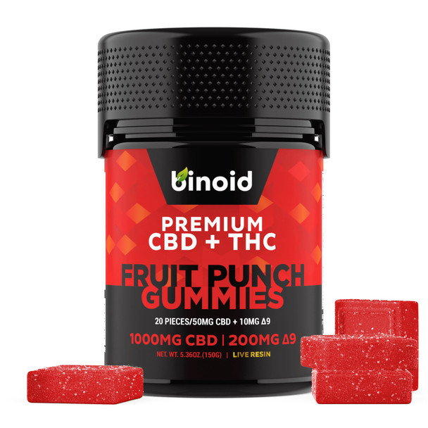 Binoid Delta 9 THC + CBD Live Resin Gummies - Fruit Punch