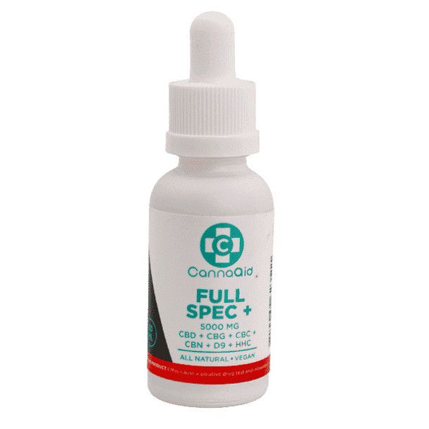 CannaAid Full Spec+ CBD + CBG + CBC + CBN + D9 + HHC Tincture - Front