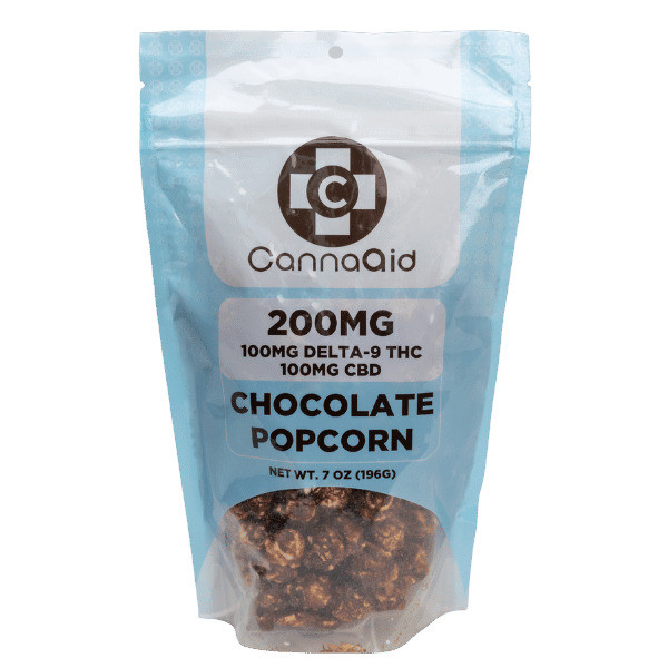 CannaAid Delta 9 THC + CBD Flavored Popcorn - Chocolate