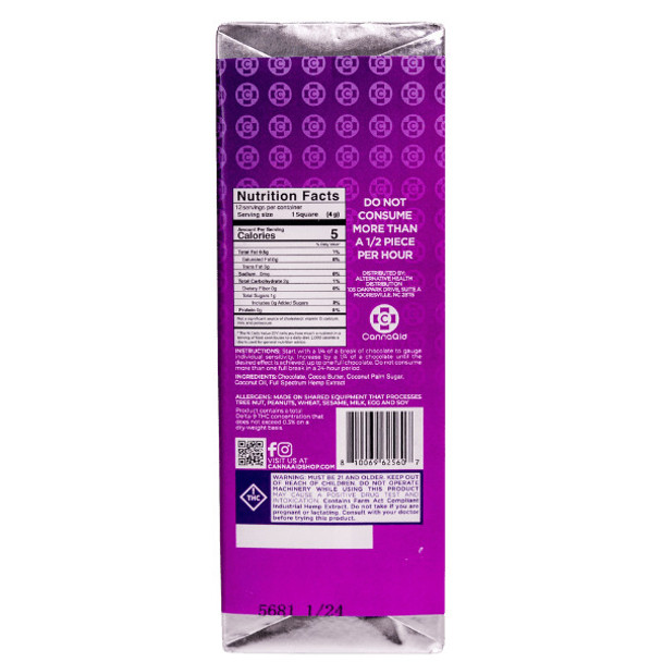 CannaAid Delta 9 THC + CBD Chocolate Bars - Bar Back