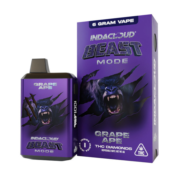 IndaCloud Beast Mode THCA Live Resin Diamonds 6G Disposable Vape Pen - Grape Ape