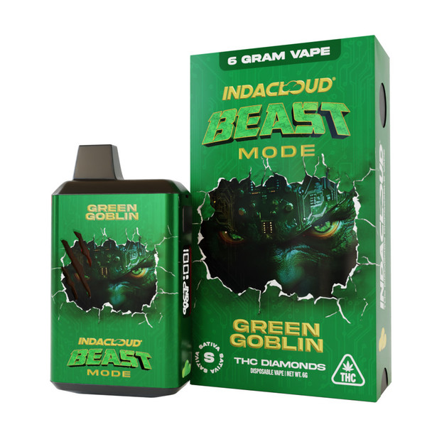 IndaCloud Beast Mode THCA Live Resin Diamonds 6G Disposable Vape Pen - Green Goblin