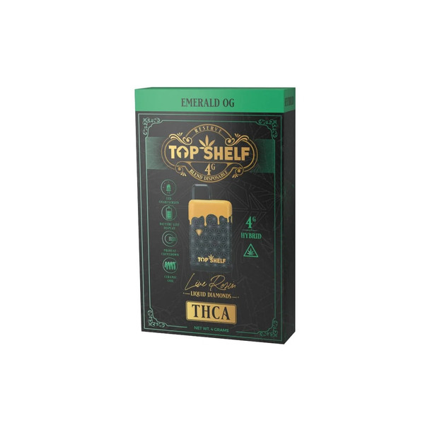 Top Shelf Hemp THCA Live Rosin Liquid Diamonds Blend 4G Disposable Vape Pen - Emerald OG