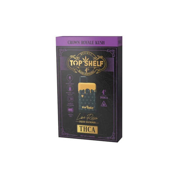 Top Shelf Hemp THCA Live Rosin Liquid Diamonds Blend 4G Disposable Vape Pen - Crown Royal Kush