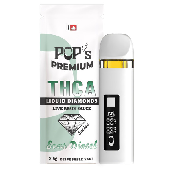 Pops Premium THCA Liquid Diamonds Live Resin Sauce 2.5G Disposable Vape Pen - Sour Diesel