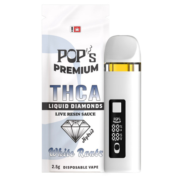 Pops Premium THCA Liquid Diamonds Live Resin Sauce 2.5G Disposable Vape Pen - White Runtz