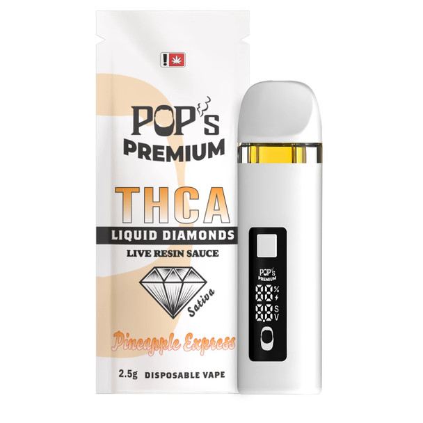 Pops Premium THCA Liquid Diamonds Live Resin Sauce 2.5G Disposable Vape Pen - Pineapple Express