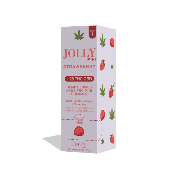 Jolly Mini 1:25 D9 THC + CBN + CBC + CBG + CBD Nano Gummies - Strawberry 60ct Jolly Mini 1:25 D9 THC + CBN + CBC + CBG + CBD Nano Gummies - Strawberry 60ct