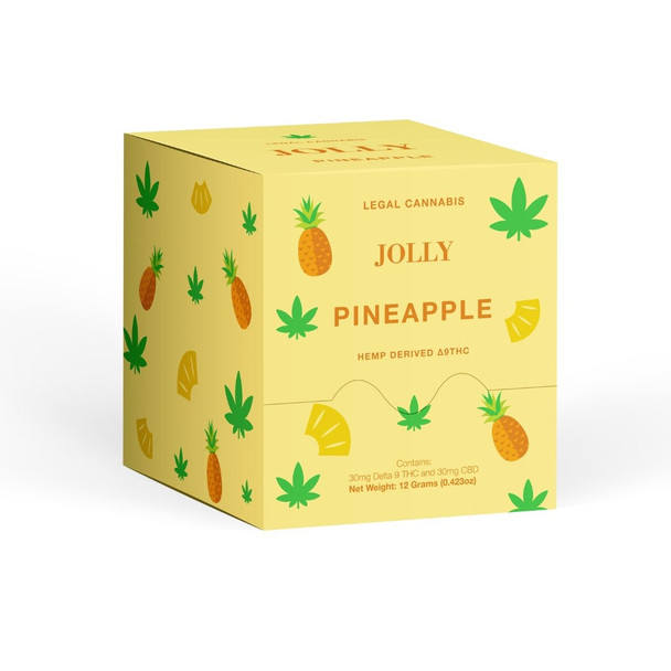 Jolly 1:1 Delta 9 THC + CBD Gummies - Pineapple 60ct