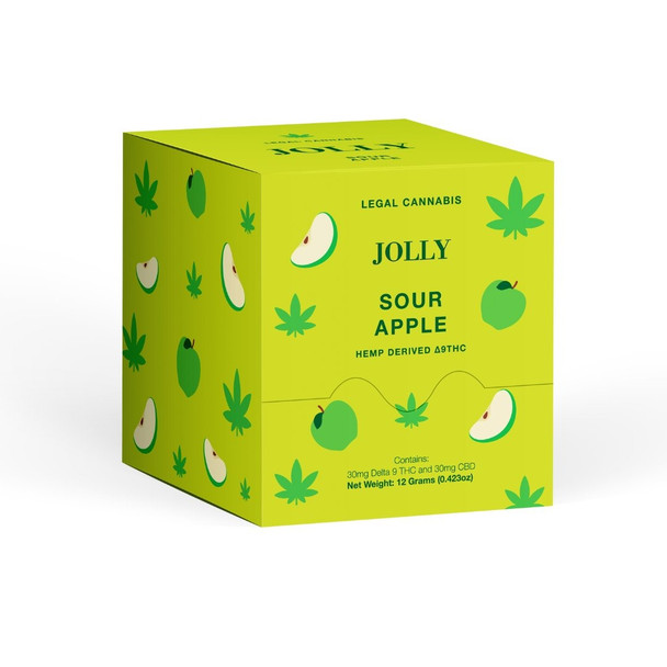 Jolly 1:1 Delta 9 THC + CBD Gummies - Sour Apple 60ct