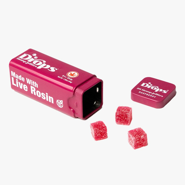 Drops Live Rosin Delta 9 THC + CBD 10:1 Vegan Mini Jellies - Raspberry Drops Live Rosin Delta 9 THC + CBD 10:1 Vegan Mini Jellies - Raspberry