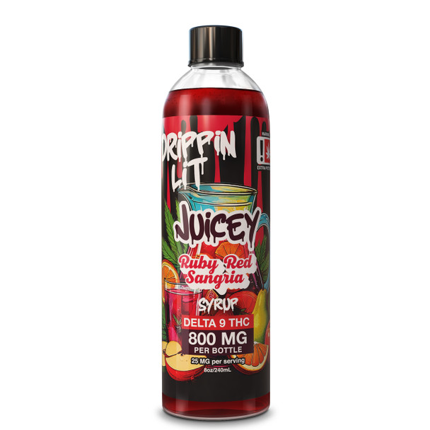 Juicey Drippin Lit Delta 9 THC 800mg Syrup - Ruby Red Sangria