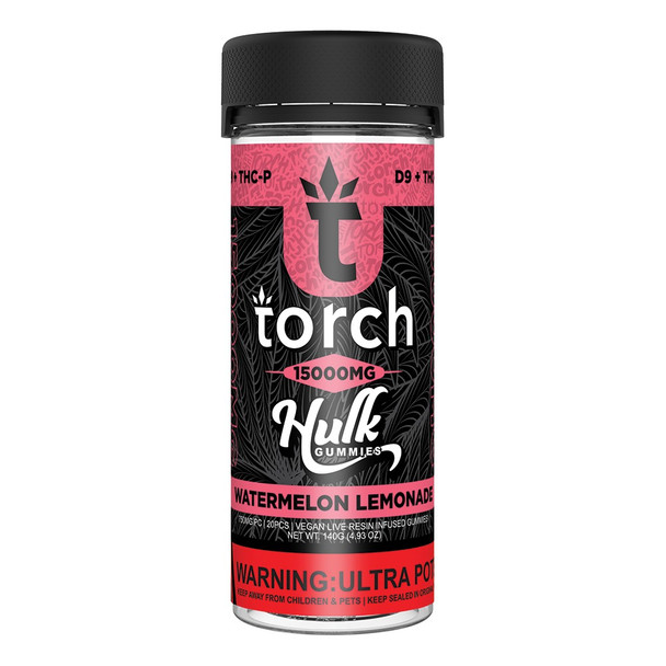 Torch Hulk Delta 9 THC + THC-P Vegan Live Resin Infused Gummies - Watermelon Lemonade Sour Watermelon