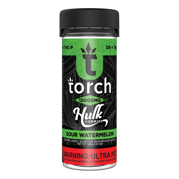 Torch Hulk Delta 9 THC + THC-P Vegan Live Resin Infused Gummies - Sour Watermelon
