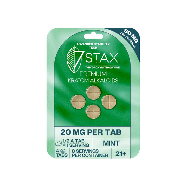 7Stax Premium Kratom Alkaloids 7-OH 4 Pack 20mg Tablets - Mint