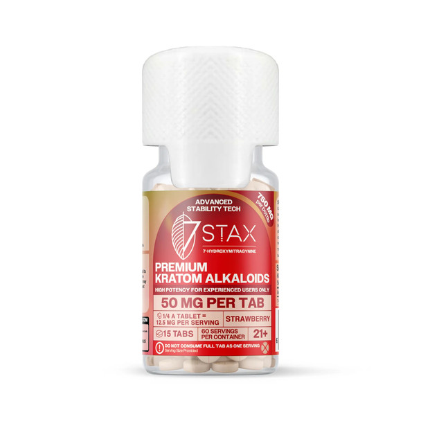 7Stax Premium Kratom Alkaloid 7-Hydroxymitragynine 50mg Tablets - Strawberry