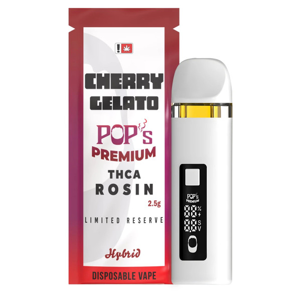 Pops Premium THCA Rosin Limited Reserve 2.5G Disposable Vape Pen - Cherry Gelato
