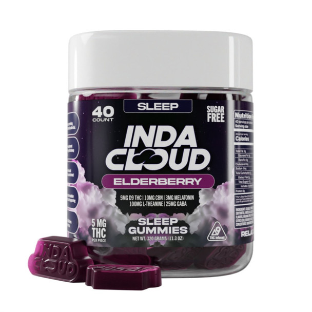 IndaCloud Bliss D9 THC + CBN + Melatonin Sugar-Free Sleep Gummies - 40 count