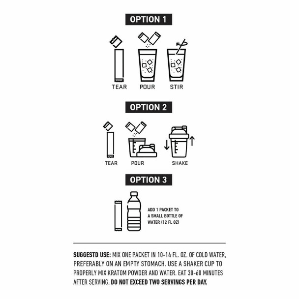 Krabot Flavored Kratom Powder Stick Packs - Instructions
