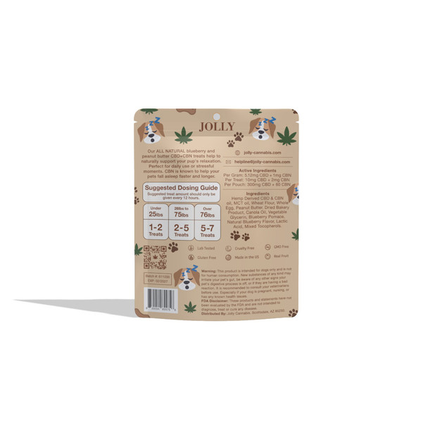 Jolly CBD + CBN Sleepy Jam Butter Dog Treats - Back