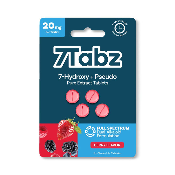 7Tabz 7-Hydroxy + Pseudo 4 Pack 20mg Full Spectrum Dual-Alkaloid Tablets - Berry