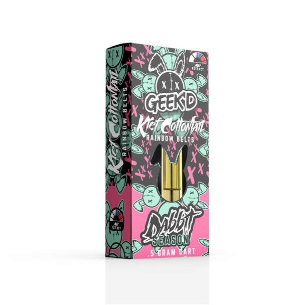 Geek'd Dabbit Season THCA 20x .5G Vape Cartridge - Kief Cottontail (Rainbow Belts)