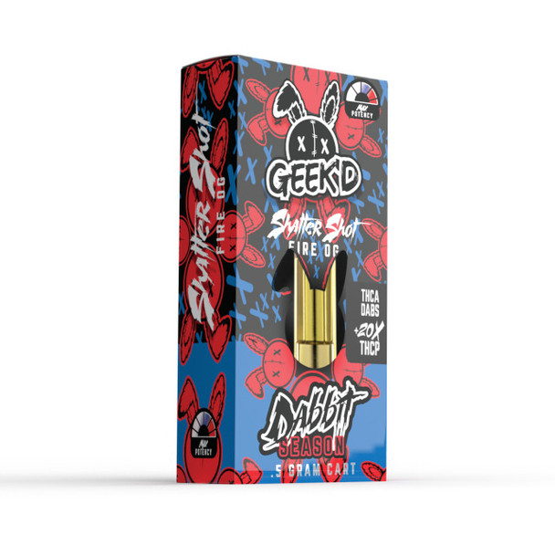 Geek'd Dabbit Season THCA 20x .5G Vape Cartridge - Shatter Shot (Fire OG)