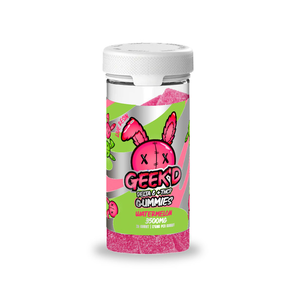Geek'd Delta 8 THC + THCP Live Resin Gummies (6 Bottles) - Watermelon