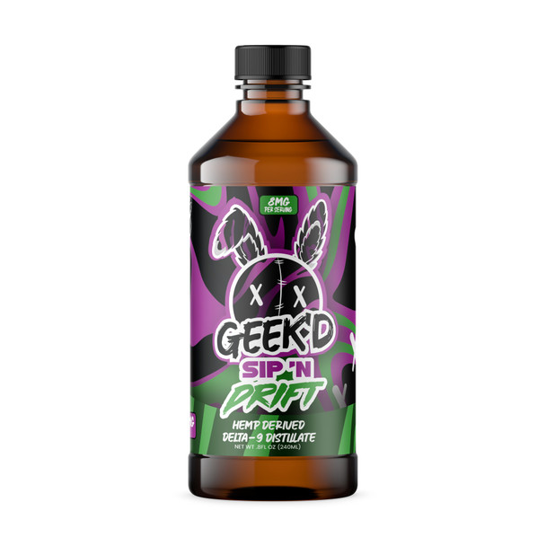 Geek'd Sip ‘N Drift Delta 9 THC Distillate Syrup - Grape Apple