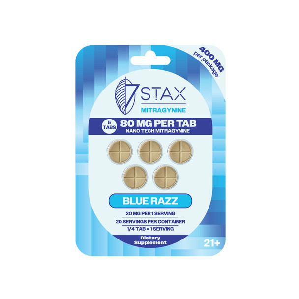 7Stax Nano Tech Mitragynine Boosted Alkaloid 80mg 5 Pack Kratom Tablets - Blue Razz