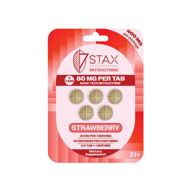 7Stax Nano Tech Mitragynine Boosted Alkaloid 80mg 5 Pack Kratom Tablets - Strawberry
