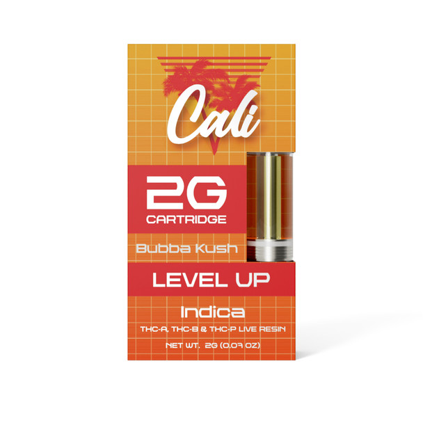 Level Up by Cali THC-A + THC-B + THC-P Live Resin 2G Vape Cartridge - Bubba Kush