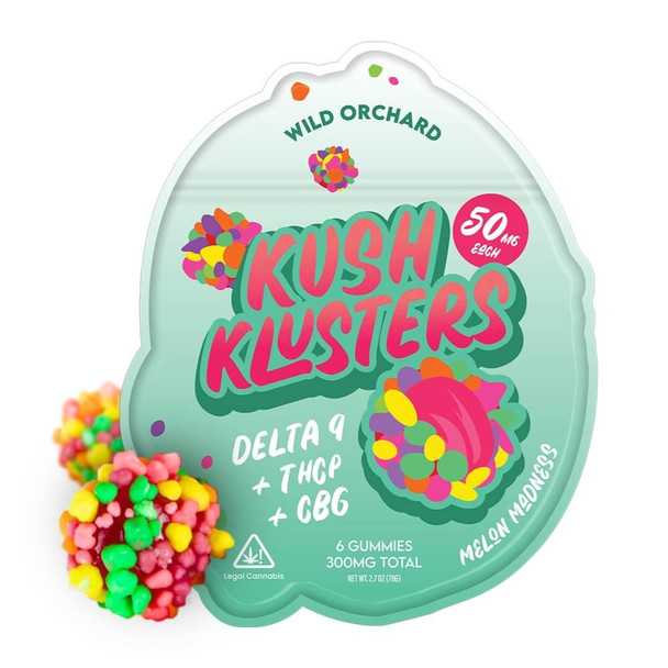 Wild Orchard Kush Klusters Delta 9 THC + THCp + CBG Gummies - Melon Madness 6 count