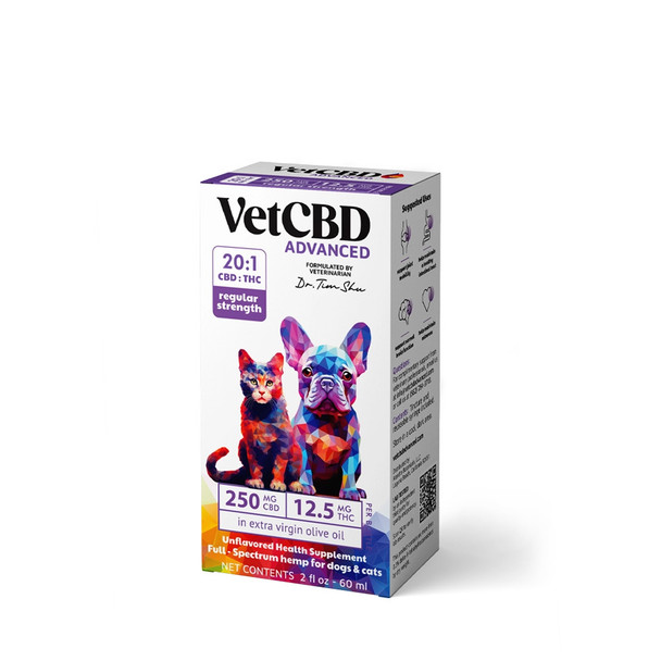 VetCBD Advanced 20:1 CBD + THC Dog & Cat Regular Strength Tincture - 250mg