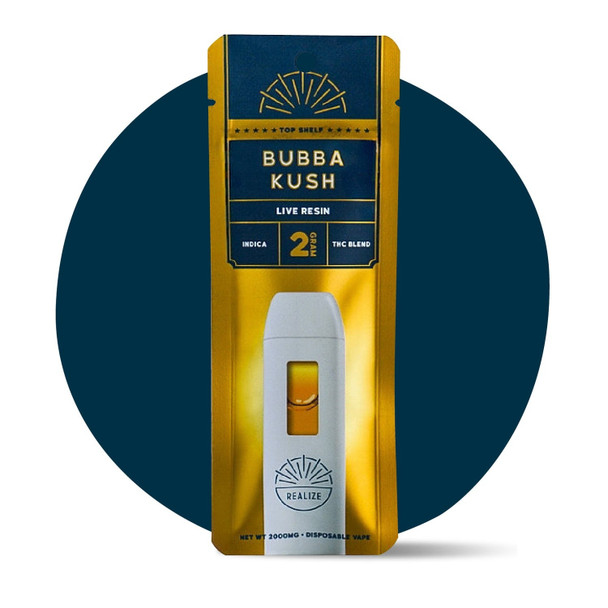 Realize Top Shelf THC Blend Live Resin 2G Disposable Vape Pen - Bubba Kush