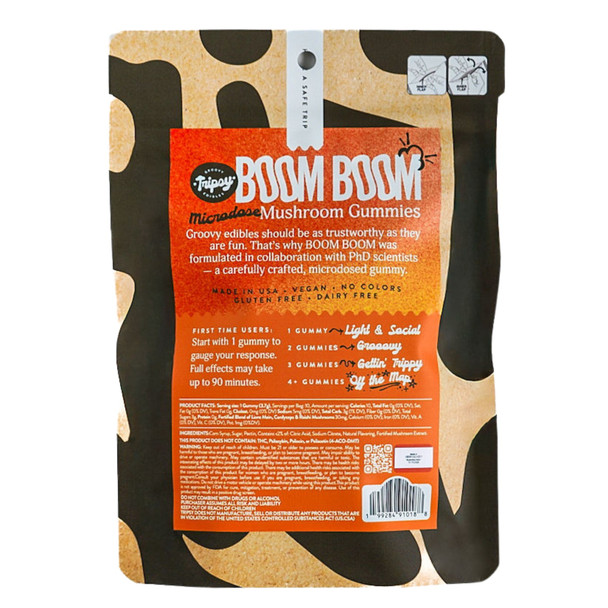 Tripsy Boom Boom Microdose Mushroom Gummies - Peach Back