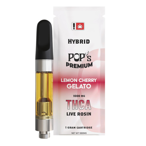 Pops Premium THCA Live Rosin 1G Vape Cartridge - Lemon Cherry Gelato
