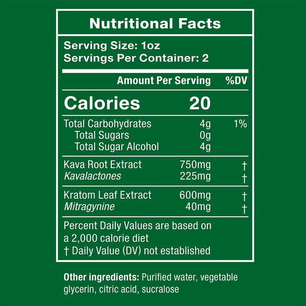 Good Mood Kava + Kratom Extract Shot - Ingredients