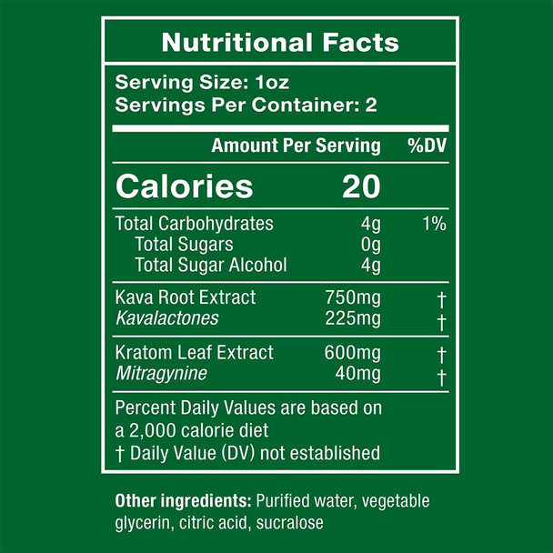 Good Mood Kava + Kratom Extract Shot - Ingredients