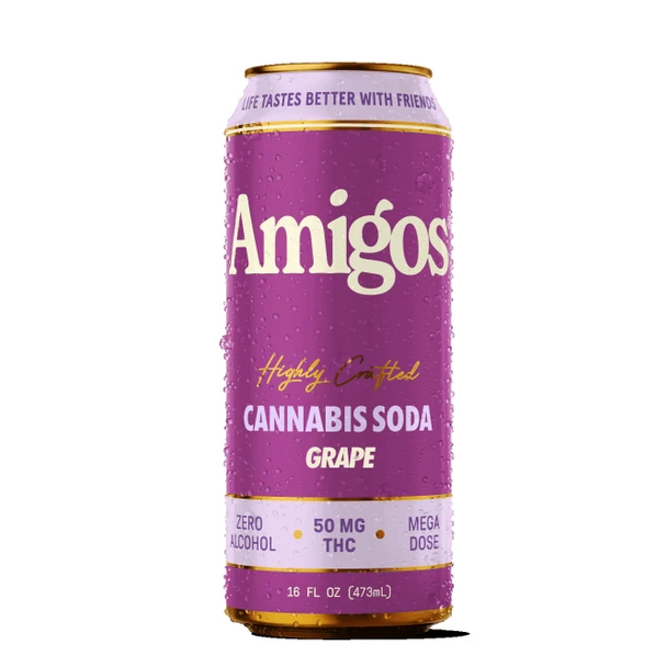 Amigos Delta 9 THC High Dose 50mg Cannabis Soda - Grape