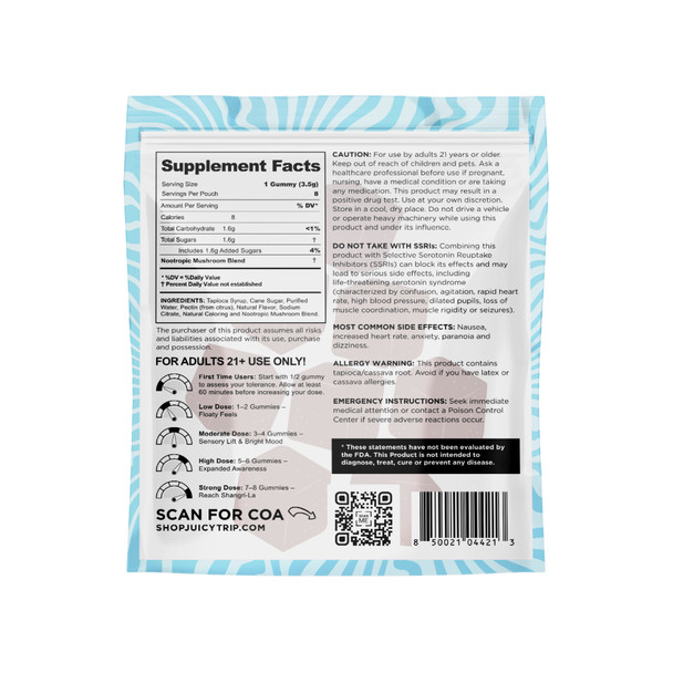 Juicy Trip Nootropic Blend Mushroom Gummies - Rocket Pop Back