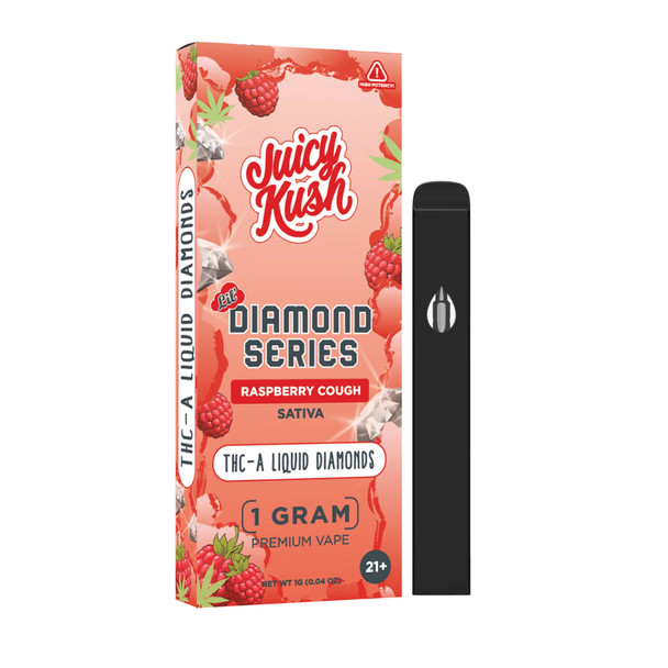 Juicy Kush THCA Liquid Diamonds 1G Disposable Vape Pen - Raspberry Cough