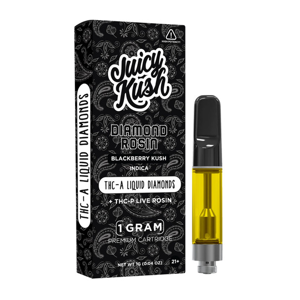 Juicy Kush THCA Liquid Diamonds + THC-P Live Rosin 1G Vape Cartridge - Blackberry Kush