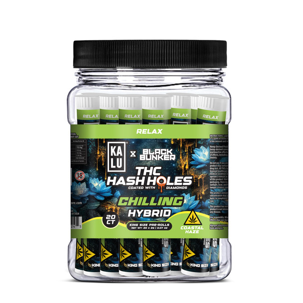KALU x Black Bunker THC Hash Holes Diamond Coated King Size Pre-Rolls - Chilling 20 Count