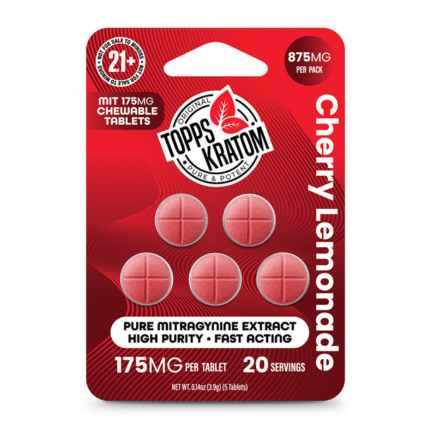 Topps Kratom MIT-175 Mitragynine 5 Pack Tablets - Cherry Lemonade 1 Pack